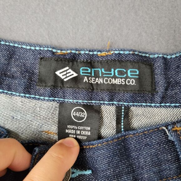 Vintage Y2K Enyce‎ Jeans 44/32 Embroidered Baggy Wide Leg Skater Hip Hop Style - Picture 8 of 10